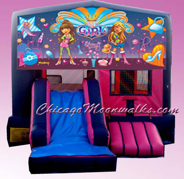 Its a Girl Combo Bounce House Inflatable Rental Chicago Illinois Moonwalks Party